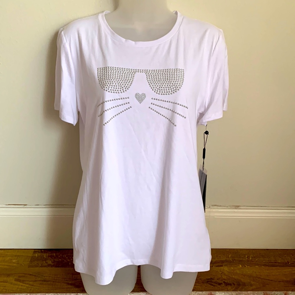 NWT White T-shirt by Karl Lagerfeld. Small